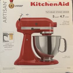 Kitchen Aid Artisan Tilt-Head Stand Mixer Red Open Box