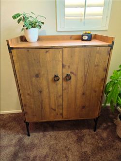 Ironworks Storage Cabinet with Doors in Vintage Golden Pine
