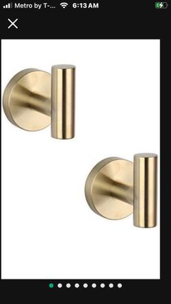Bathroom Brushed Gold Coat Hook SUS 304 Stainless Steel Single Towel/Robe Clothes Hooks ...