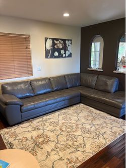 Grey leather sectional