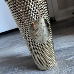 Venti Starbucks 2022 Studded Bling Gold Studded tumbler