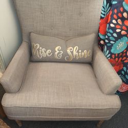 CUTE GRAY ACCENT CHAIR AT PICKY PINCHERS 3643 5TH AVE N ST PETE OPEN WEDNESDAY THRU SUNDAY NOON TO 6 PM FREE DELIVERY