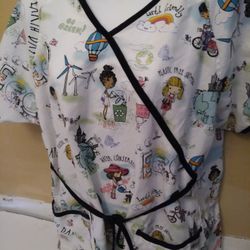 Womens Save The Planet Large Scrubs Top 