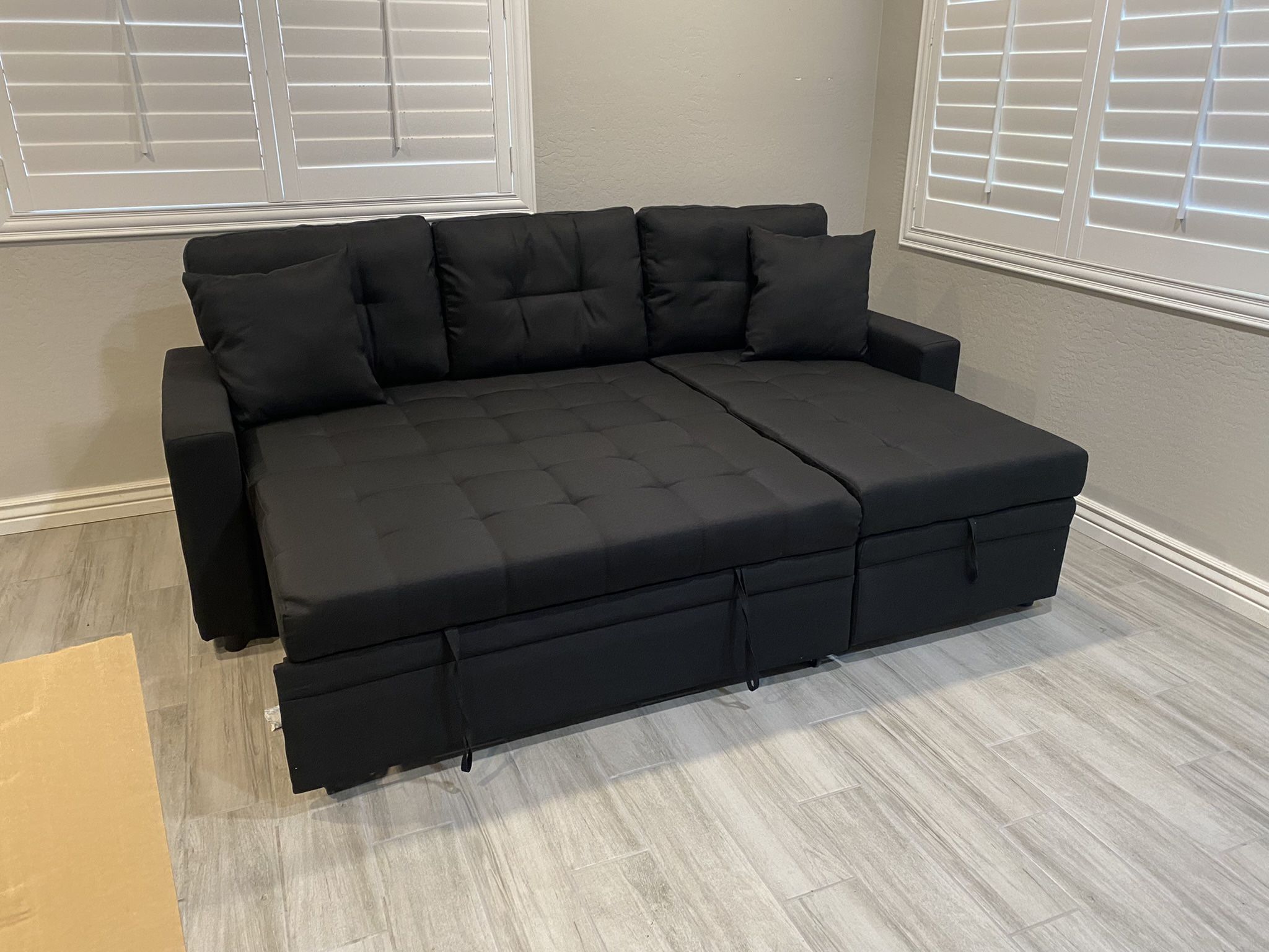 Black Sectional Pull Out Bed ‼️new In Stock ‼️