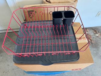 Vintage Michael Graves Design Rubbermaid Dish Rack Set - Rare Red & Black