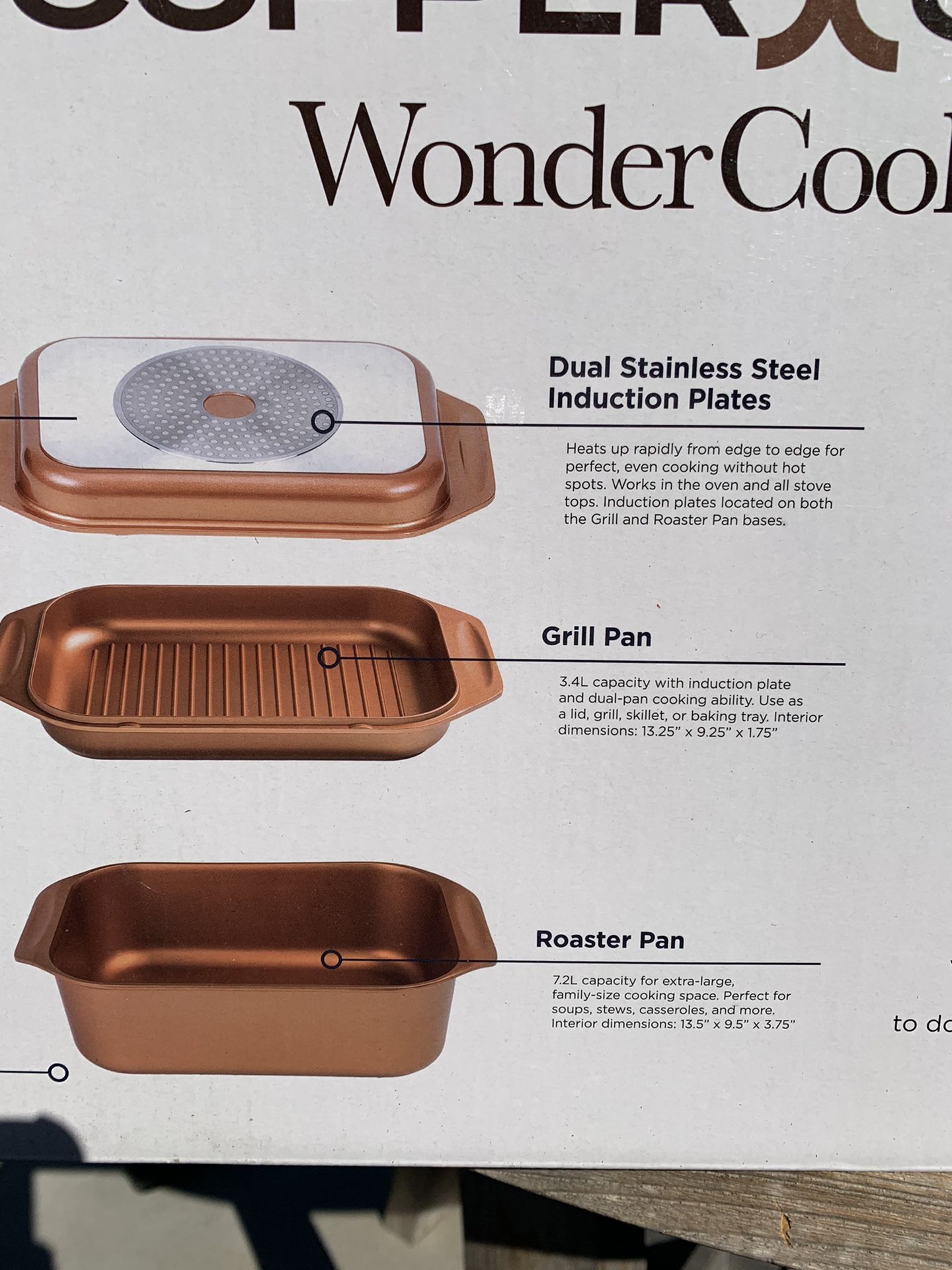 Copper chef set roaster grill pan