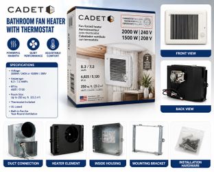 Cadet Bathroom Fan Heater with Thermostat – 2000W / 240V