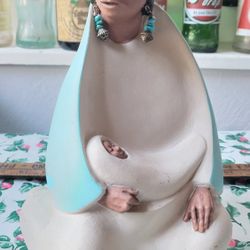 Navajo Pottery woman with baby large figurine 9 1/2"