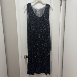 Black Stars Sleep Tank Dress W/ Pockets