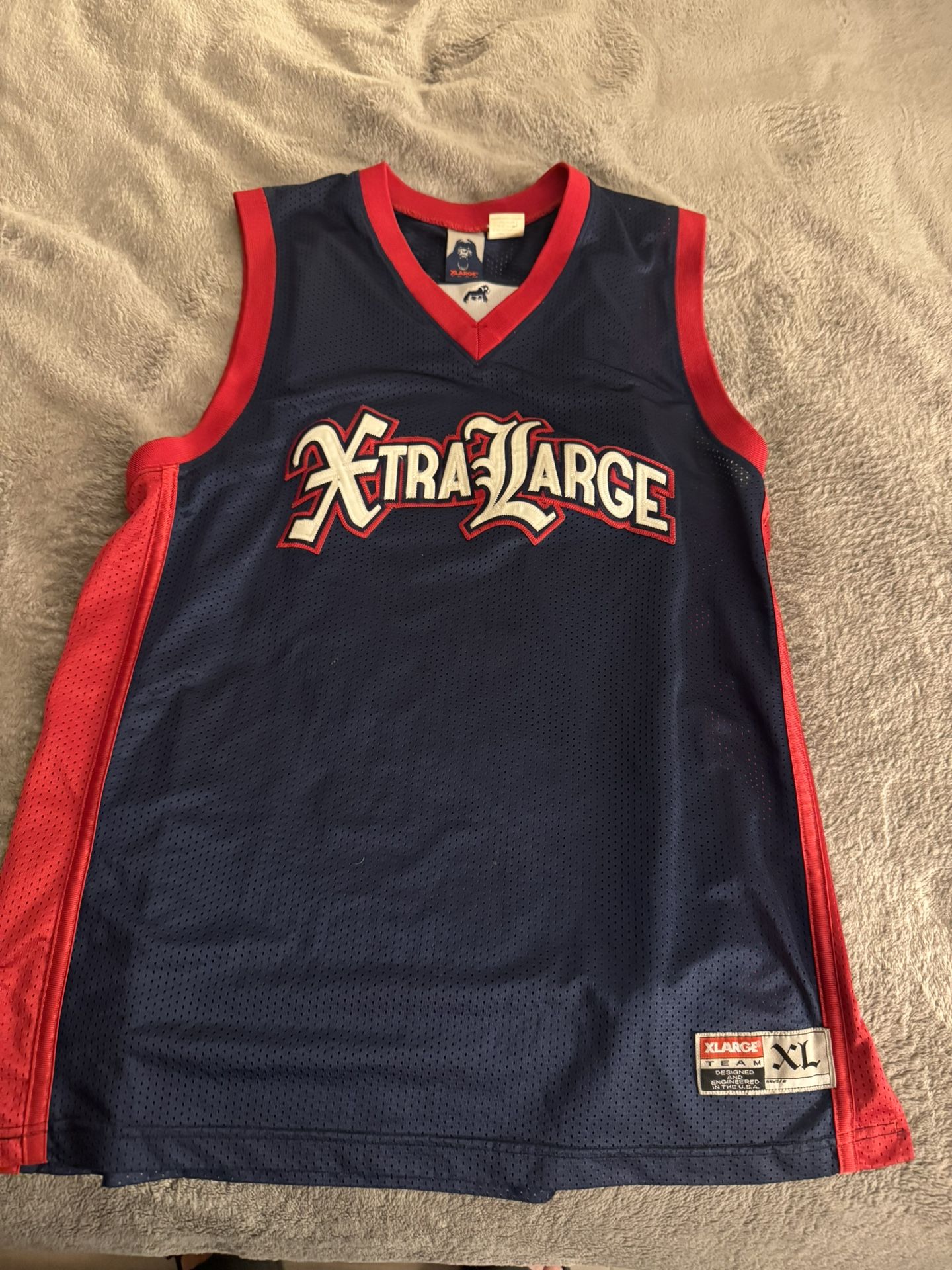 Rare! Vintage XLARGE Brand Jersey Tank Top. As worn by Mike D from the BEASTIE BOYS. Blue/Red. Size Mens XL