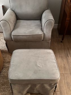 Grey rocking chair and rocking footrest