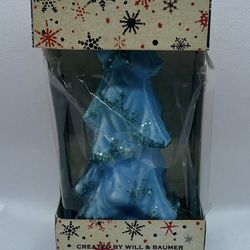 Will & Baumer Holiday Hospitality Candle ~ Starflecked Shaggy Pine in Turquoise Blue with Bright Glitter $22EACH