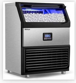 Commercial Ice Maker Machine 450LBS/24H with 77LBS Large Ice Storage Bin, 144Pcs Clear Ice Cubes in 11Mins, Stainless Steel Under Counter Industrial I