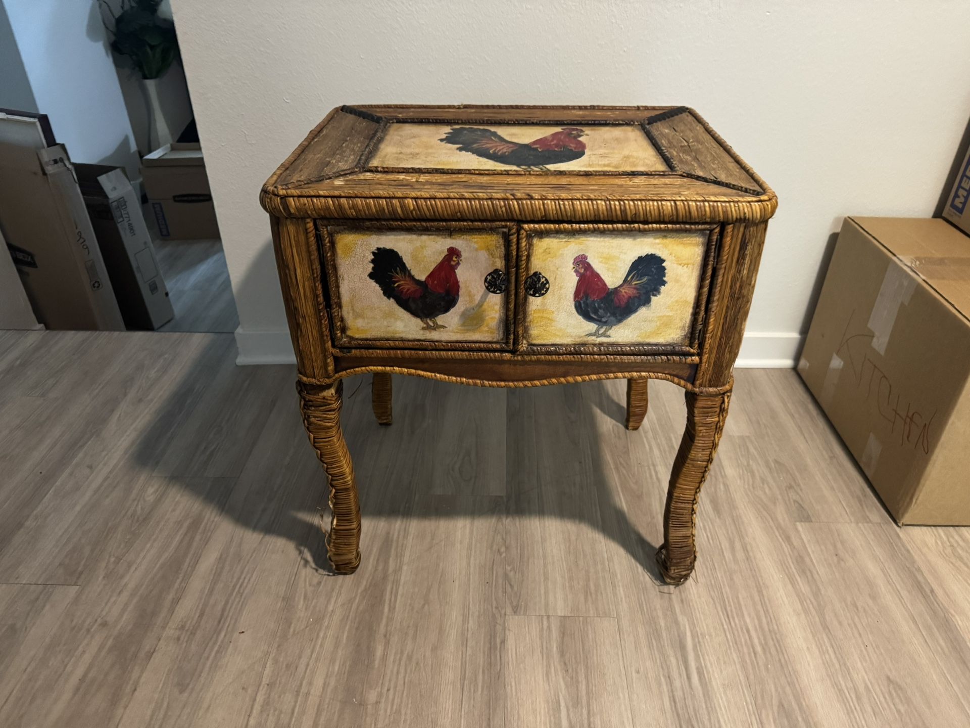 End Table Hand Painted Rooster Table