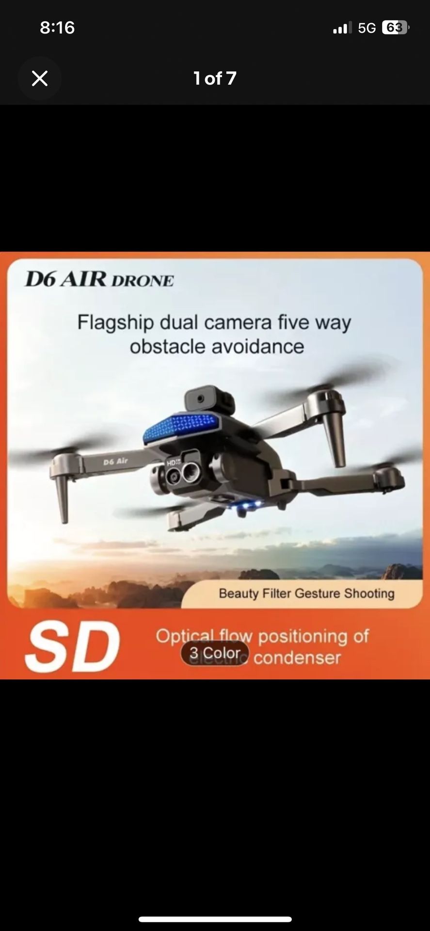 D6 Dual Camera Drone w/ Obstacle Avoidance