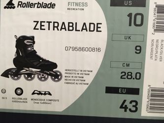 Rollerblade Zetrablade In-line Slate Mens Size 10