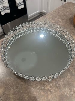 Mirrored crystal vanity tray 14 inches
