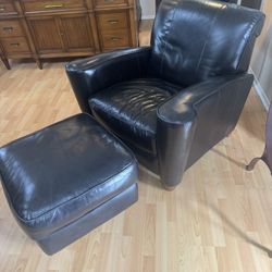 Leather chair and ottoman