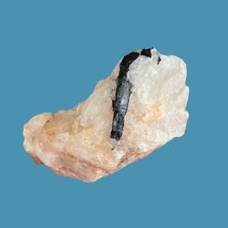 Black Tourmaline And Quartz Specimen. Crystals Gemstones Rocks Minerals