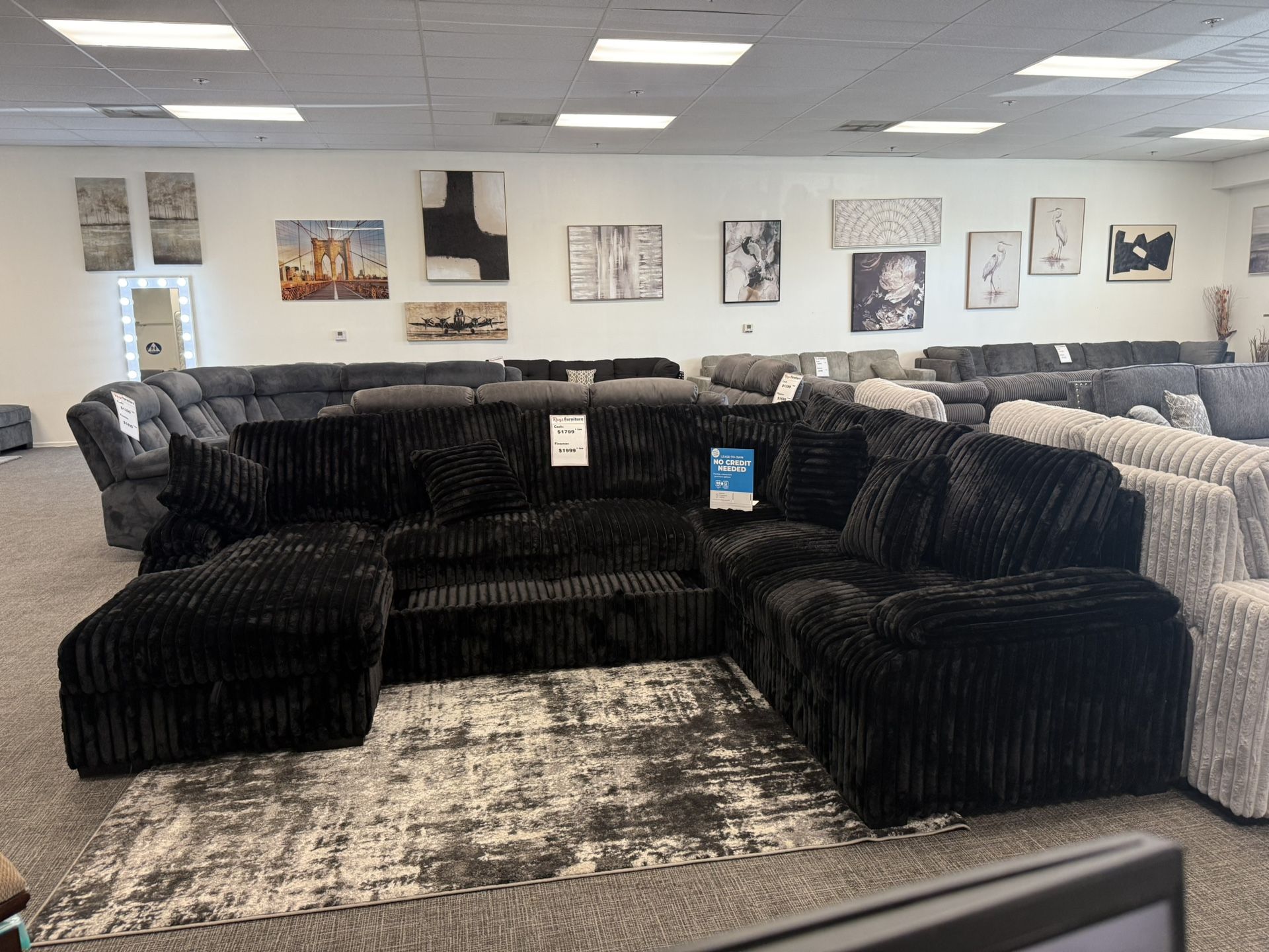 π€ Black Corduroy Sectional w/ Sleeper & Storage β $1799!