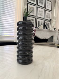 Black Ribbed Marble Vase