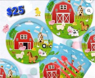 Farm Animal Party Supplies Tableware Set