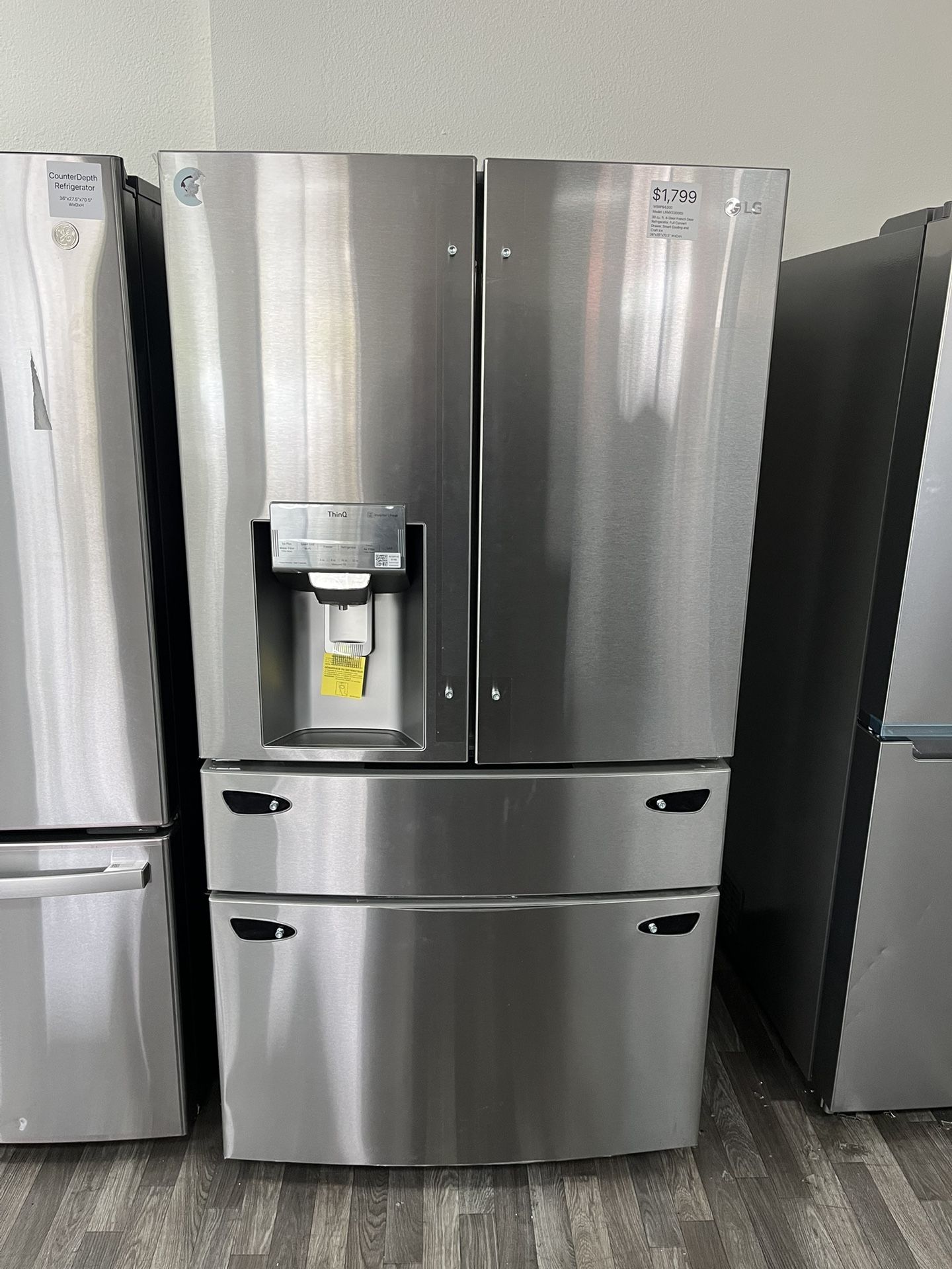 $1799 French Door Refrigerator 30 Cu Ft, Convert Drawer, Smart Cooling, Craft Ice