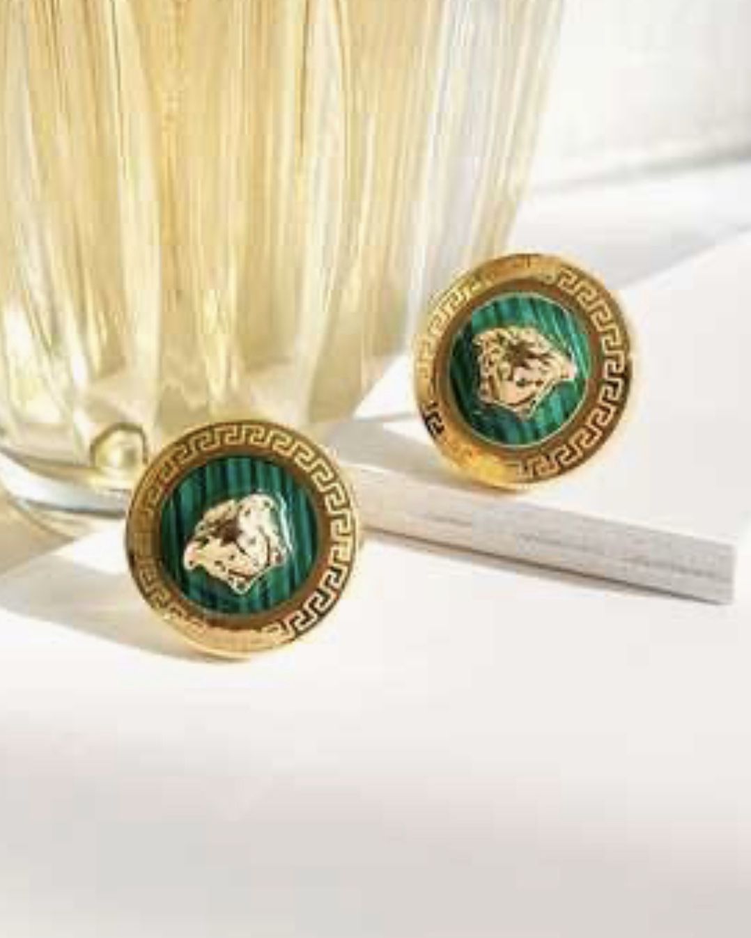 Versace Green & Gold Post Earrings