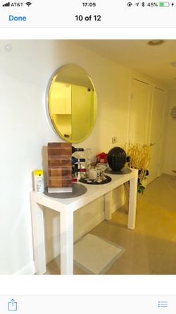 White desk and miror