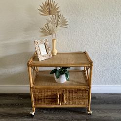 Vintage Rattan Wicker Cart