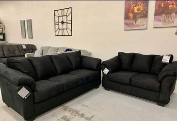 Darcy Black Living Room set(Sofa, Loveseat, recliner, Ottoman, couch, sectional options) Thumbnail