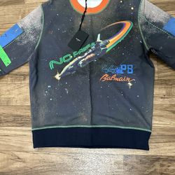 BALMAIN No Pressure All Over Space Print Crewneck Size S