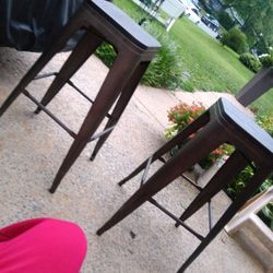 Two Metal Stools 30 In Tall