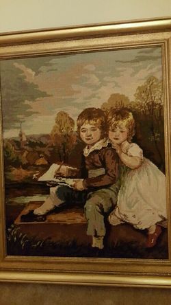 Needle point art framed handmade