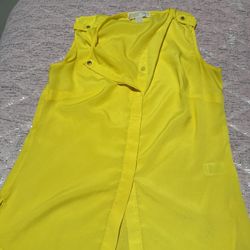 Womens Yellow Michael Kors Size 2 Dress Shirt 