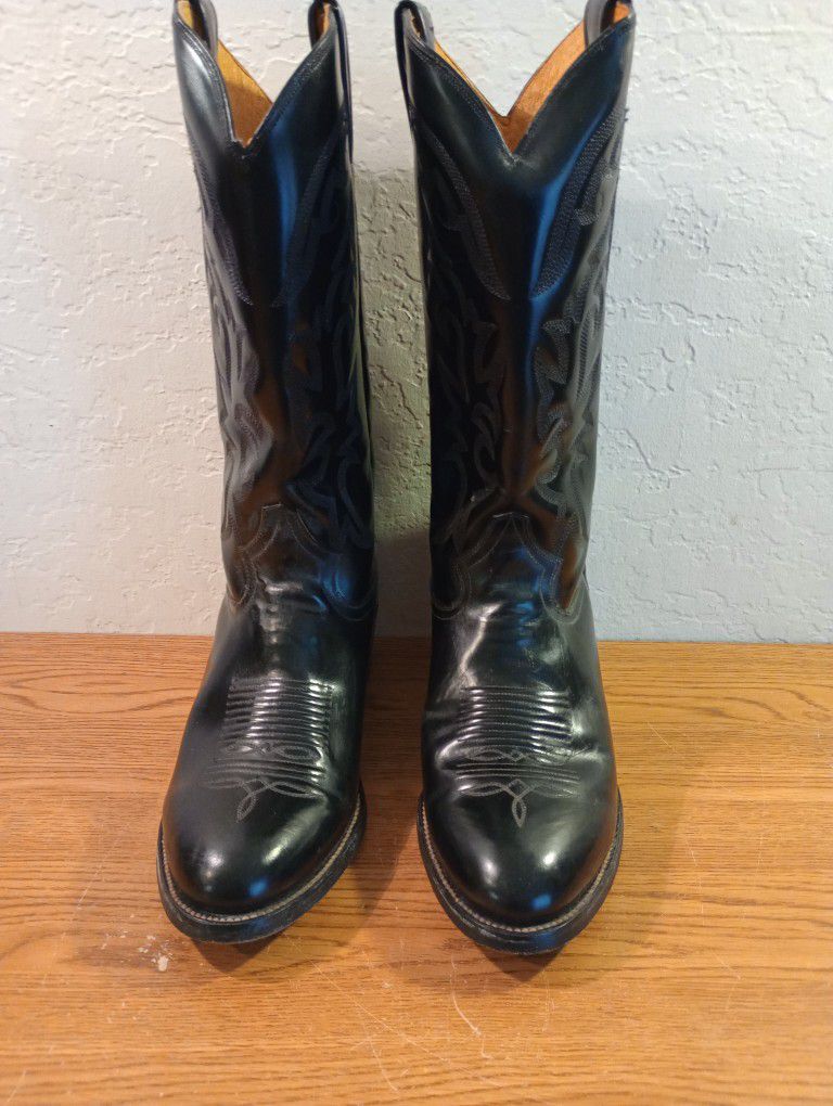 Aguila Men's Size 10 Black Leather Cowboy Boots 