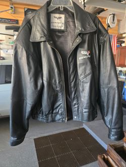 Corvette Black Leather Bomber Jacket