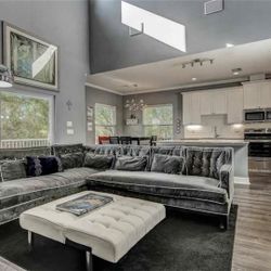 Gray Microsuede Sectional- Goose Down