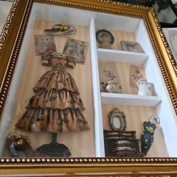 Arister Gifts Victorian Fashion Dress & Accessories Frame Shadow Box 3D Diorama