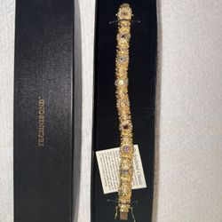 Technibond Ross-Simons Etruscan Sterling Silver 18k Gold Plated Vermeil Gemstone Bracelet 7.5"