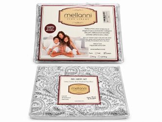 Mellanni Queen Bed Sheet Set – Gray Paisley Print – 1800 Brushed Microfiber – New in Package