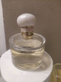 Large Glass Perfume Bottle Partially Full
