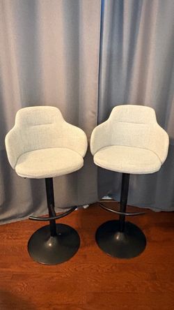 Set of 2 Modern Adjustable Swivel Bar Stools – Light Grey