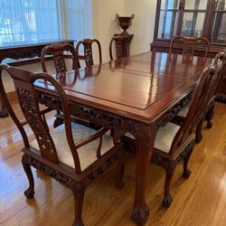 Solid Hardwood Dining Set – Hand-Carved, Table + 8 Chairs 💰 $2,800 OBO
