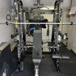Smith Machine 300 | Adjustable Bench | 245lb Cast Iron Olympic Weights | 7ft Olympic Bar | Fitness | Gym Equipment | FREE DELIVERY 🚚 