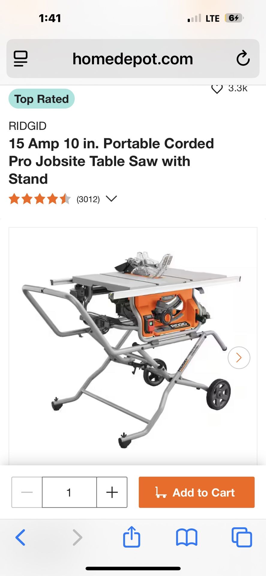 15 Amp 10 in. Portable Corded Pro Jobsite Table Saw with Stand (3012) V