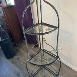 Corner Fleur De Lis Shelving Unit/ Bookcase Metal Copper/ Black Finish 