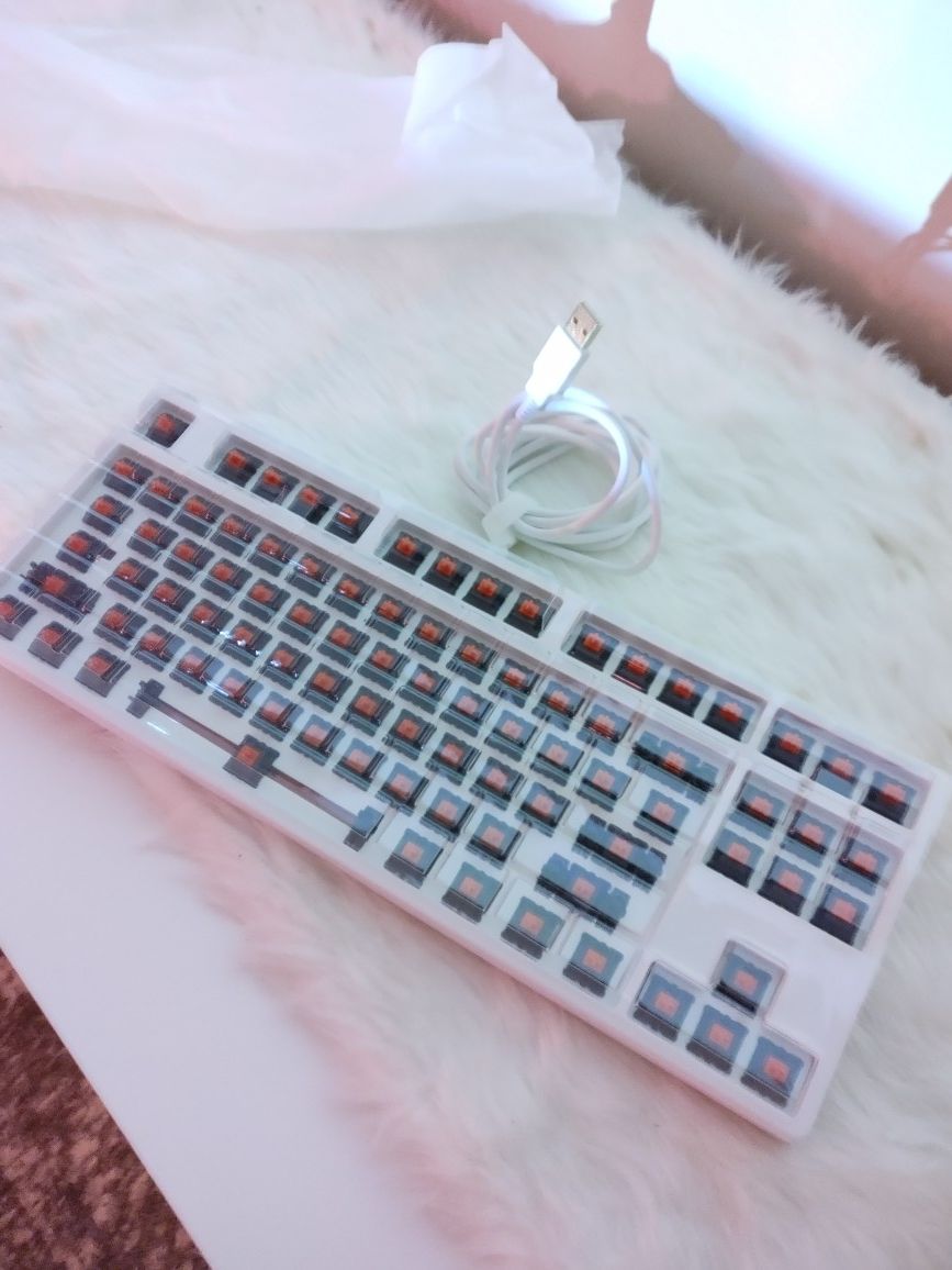 Limited Edition: TKL Gaming Keyboard with Factory Lubed Cherry mx Reds *unused* Off-White