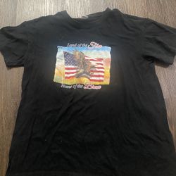 Men’s Black USA Home Of The Brave T Shirt Size Medium #11