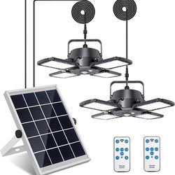 New Solar Pendant Lights, Adjustable Solar Panel With Dual Lamps